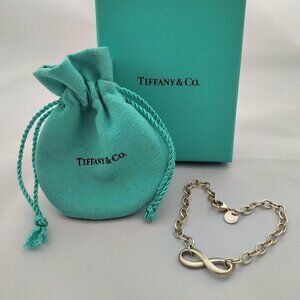 Authentic Tiffany 925 Sterling Silver Infinity Bracelet with Box and Pouch